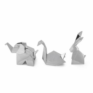 origami 3 db os gyurutarto szett nyuszi hattyu elefant krom