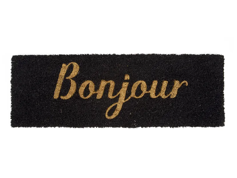 doormat labtorlo bonjour felirat fekete sarga