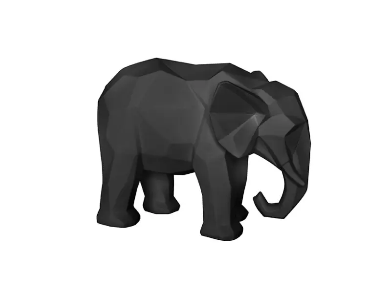 origami elephant szobor fekete