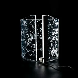 Wave akril kristály asztali lámpa ezüstforgács mintás