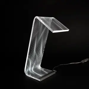 C-Led akril kristály asztali lámpa optikai mintás közepes