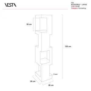 Libreria_akril kristály_könyvespolc_4emeletes_atlatszo_dekor_meretrajz_01045_Vestaa