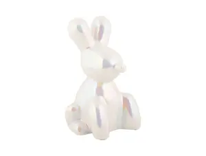 Balloon Bunny nyuszi szobor kicsi metál fehér